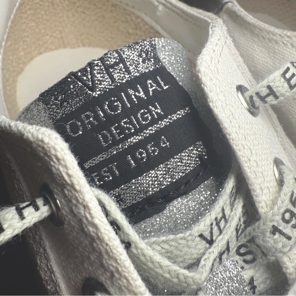 Vintage Havana Silver Star Low Top Sneakers White Glitter Canvas - Picture 3 of 7